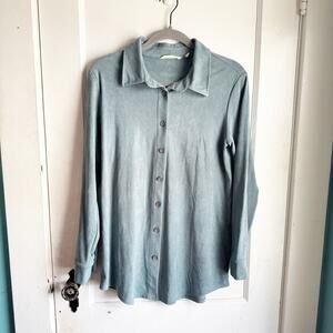 Soft Surroundings Softly Sueded Shirt Tranquil Blue Women’s S Casual Minimalist